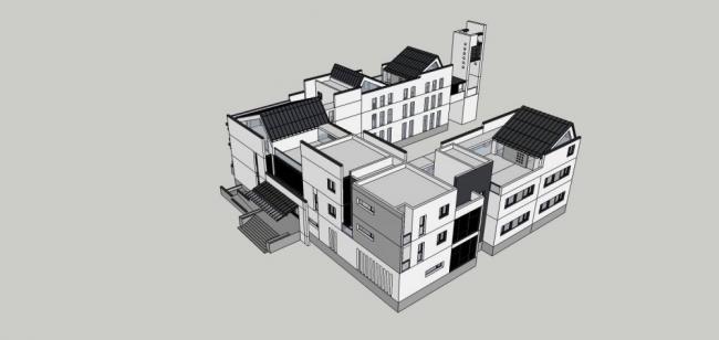 Sketchup商业模型|多层会所，商业建筑，新中式风格