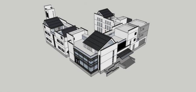 Sketchup商业模型|多层会所，商业建筑，新中式风格