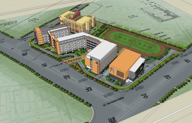 Sketchup学校模型|多层学校，小学，幼儿园，教学楼，教育建筑，现代风格