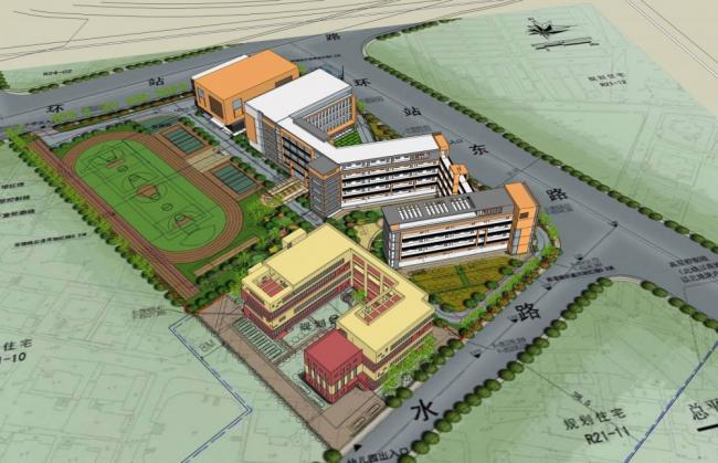 Sketchup学校模型|多层学校，小学，幼儿园，教学楼，教育建筑，现代风格