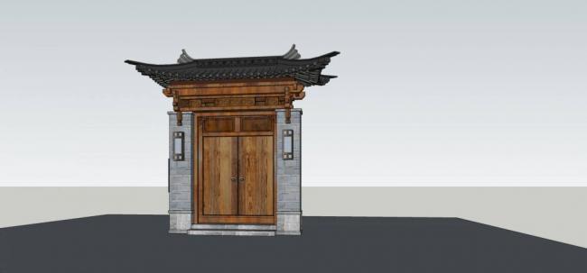 Sketchup素材模型|门头，中式风格，入口，建筑构件，景观
