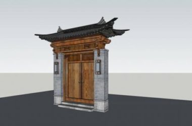 Sketchup素材模型|门头，中式风格，入口，建筑构件，景观-BIM建筑网