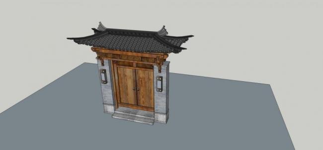 Sketchup素材模型|门头，中式风格，入口，建筑构件，景观