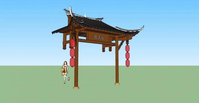 Sketchup素材模型|门头，入口，中式风格，建筑构件
