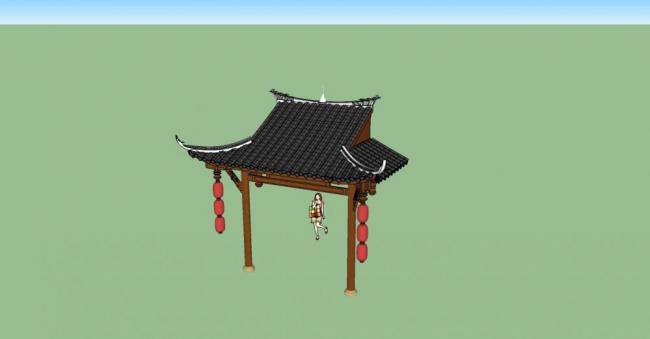 Sketchup素材模型|门头，入口，中式风格，建筑构件