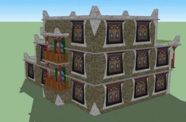 Sketchup住宅模型|多层住宅，藏式民居，居住建筑-BIM建筑网