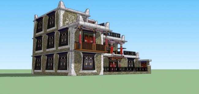 Sketchup住宅模型|多层住宅，藏式民居，居住建筑