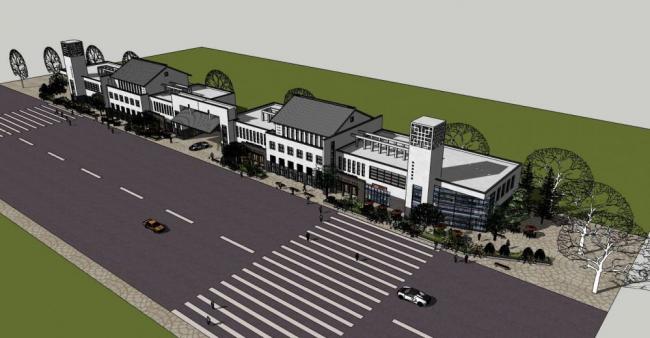 Sketchup商业模型|多层商业街，商业建筑，中式风格