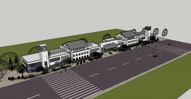 Sketchup商业模型|多层商业街，商业建筑，中式风格