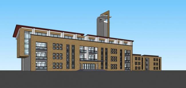 Sketchup学校模型|多层学校，教育建筑，教学楼，现代风格