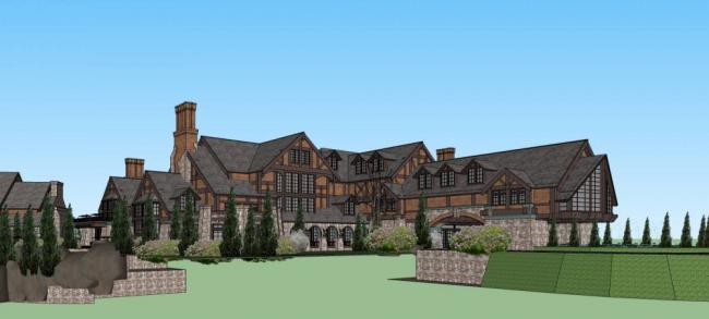 Sketchup酒店模型|多层度假酒店，英式，城堡式，星级酒店，古典风格