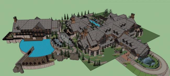 Sketchup酒店模型|多层度假酒店，英式，城堡式，星级酒店，古典风格