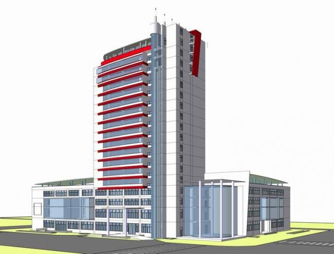 Sketchup办公模型|高层办公楼，现代风格