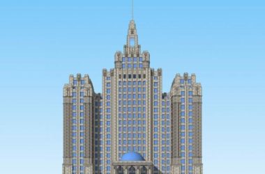 Sketchup办公模型|高层办公楼，Artdeco风格，欧式，写字楼-BIM建筑网