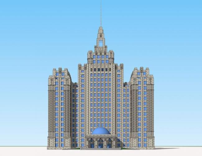 Sketchup办公模型|高层办公楼，Artdeco风格，欧式，写字楼