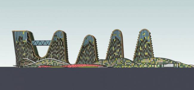 Sketchup办公模型|高层酒店办公，写字楼，商场，商业裙房，现代风格，生态办公楼，异形