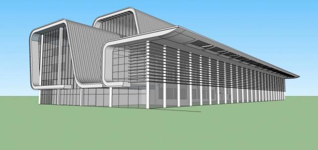 Sketchup车站路桥|多层火车站,，交通建筑，现代风格