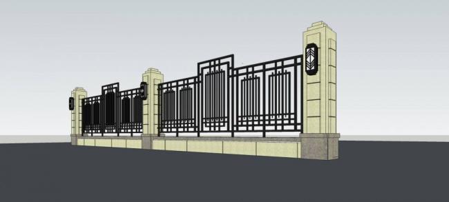Sketchup素材模型|建筑构件，围墙，护栏 #，新古典风格