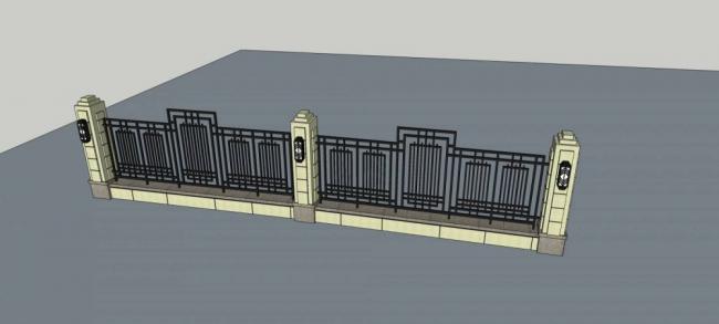 Sketchup素材模型|建筑构件，围墙，护栏 #，新古典风格