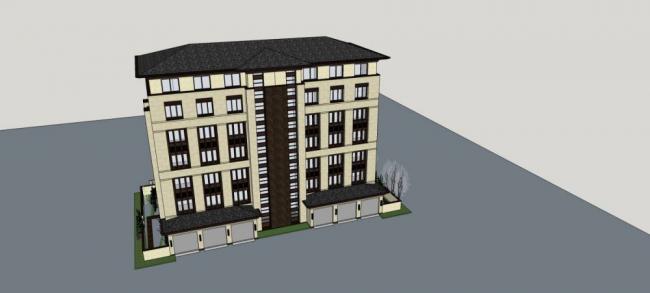 Sketchup住宅模型|多层住宅，公寓，中式风格，居住建筑