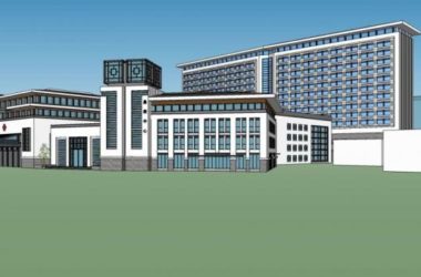 Sketchup医院模型|小高层医院，医疗建筑，新中式风格-BIM建筑网