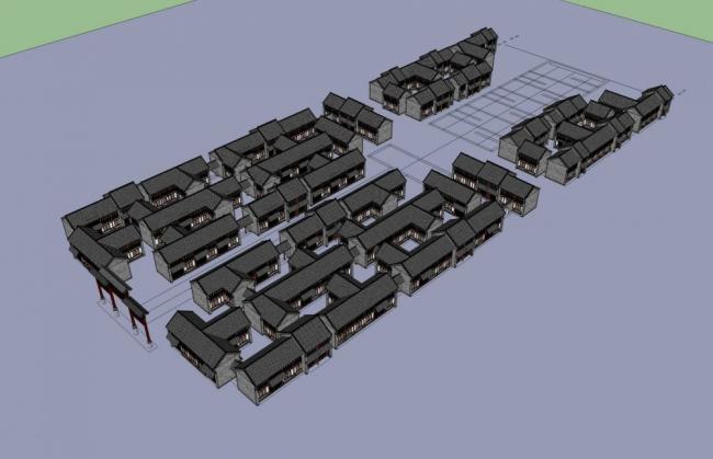 Sketchup商业模型|多层商业街，商场，中式风格
