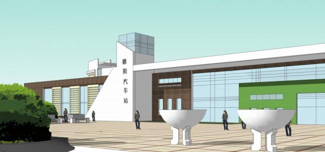 Sketchup车站路桥|多层汽车站，高层办公楼，酒店，交通建筑，现代风格