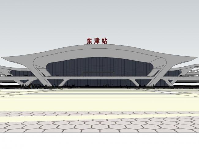 Sketchup车站路桥|多层高铁站，交通建筑，市政设施，现代风格