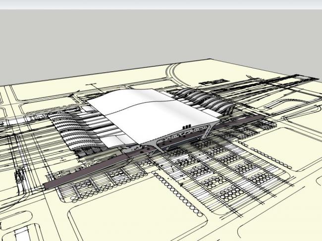 Sketchup车站路桥|多层高铁站，交通建筑，市政设施，现代风格