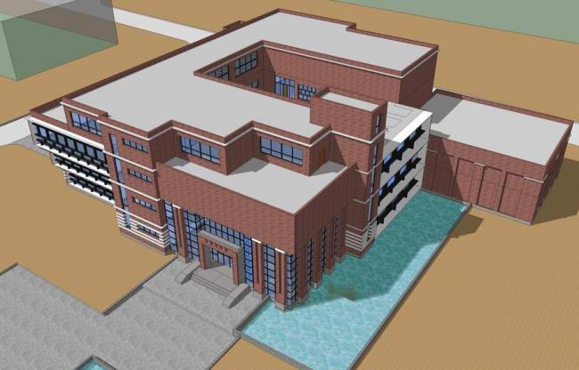 Sketchup文化模型|多层图书馆，大学图书馆，红砖，文化建筑，现代风格