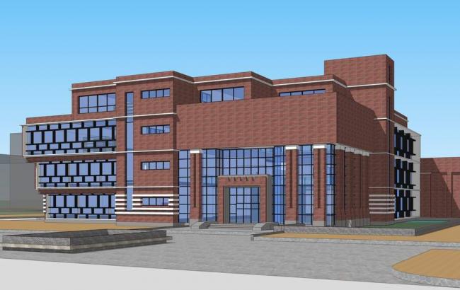 Sketchup文化模型|多层图书馆，大学图书馆，红砖，文化建筑，现代风格