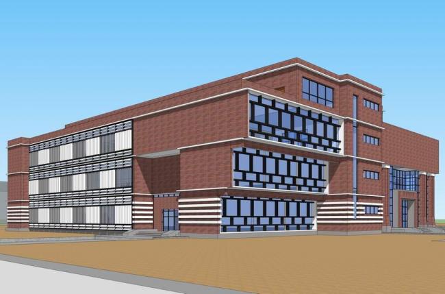 Sketchup文化模型|多层图书馆，大学图书馆，红砖，文化建筑，现代风格