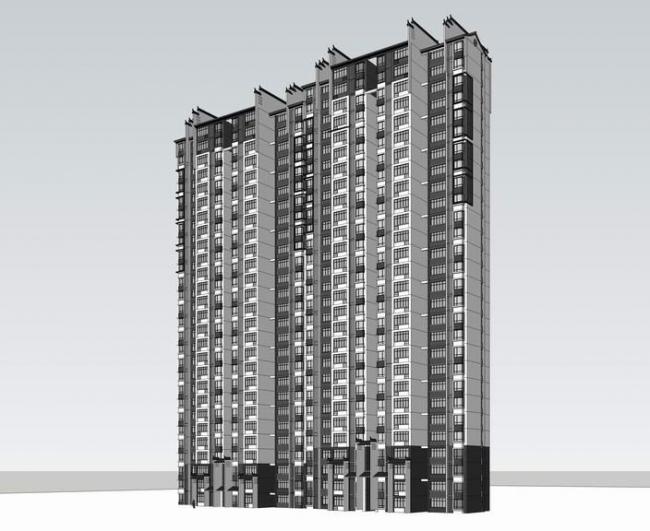 Sketchup住宅模型|高层住宅，新中式风格，居住建筑