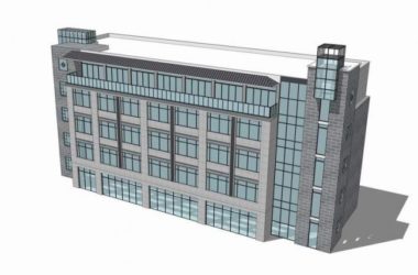 Sketchup办公模型|小型办公楼，多层，新中式风格-BIM建筑网