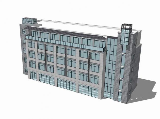 Sketchup办公模型|小型办公楼，多层，新中式风格
