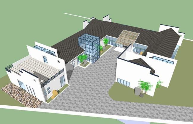 Sketchup商业模型|多层会所，客栈，民宿，中式风格