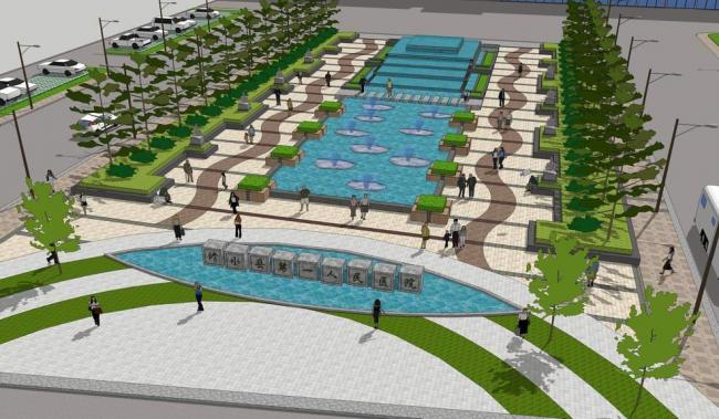 Sketchup景观模型|医院前广场，景观，现代风格