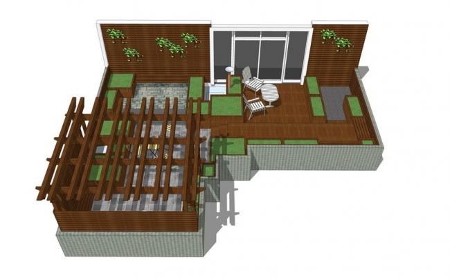 Sketchup景观模型|庭院景观，现代风格