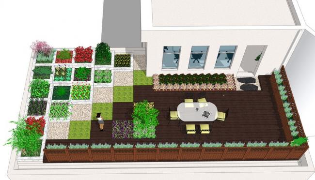 Sketchup景观模型|庭院景观，现代风格