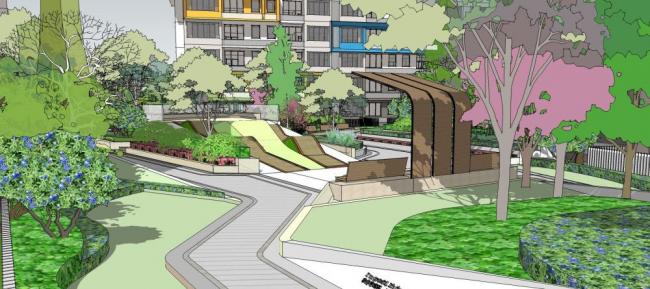 Sketchup住宅模型|小高层住宅，现代风格，景观，居住建筑