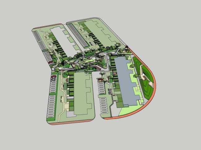 Sketchup住宅模型|小高层住宅，现代风格，景观，居住建筑