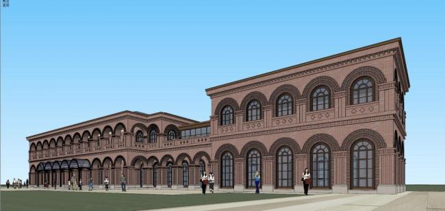 Sketchup商业模型|多层售楼处，商业建筑，古典风格