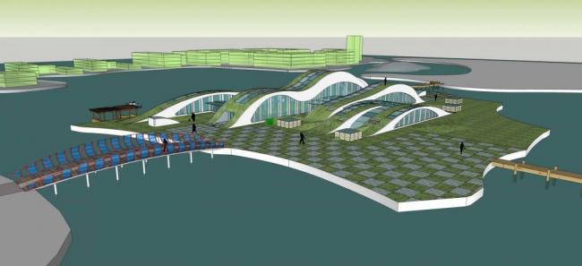 Sketchup车站路桥|候船码头，桥，交通建筑，单层，现代风格，景观