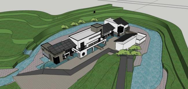 Sketchup商业模型|多层会所，中式风格，商业建筑