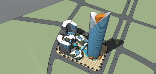 Sketchup综合体模型|超高层商业综合体，现代风格，酒店办公，商场