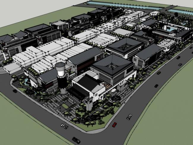 Sketchup商业模型|多层商业街，新中式风格