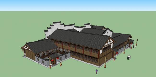 Sketchup古建筑模型|古建院落，中式风格