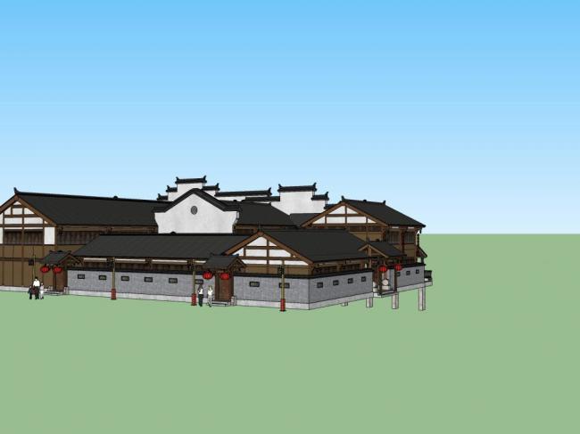 Sketchup古建筑模型|古建院落，中式风格