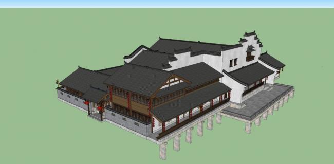 Sketchup古建筑模型|古建院落，中式风格