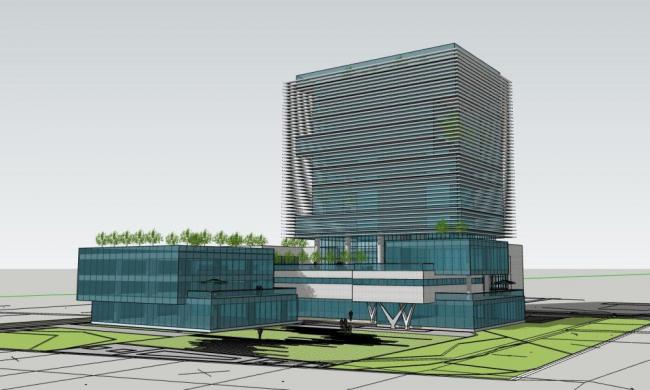 Sketchup办公模型|高层办公楼，写字楼，现代风格